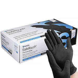 Перчатки нитриловые без талька Medicom Premium Black 1187H-B 100 шт, черные S 5 г