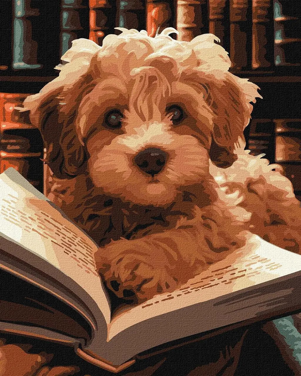 Набір для розпису по номерах. "Пухнастий читач" 40х50см, фото 1