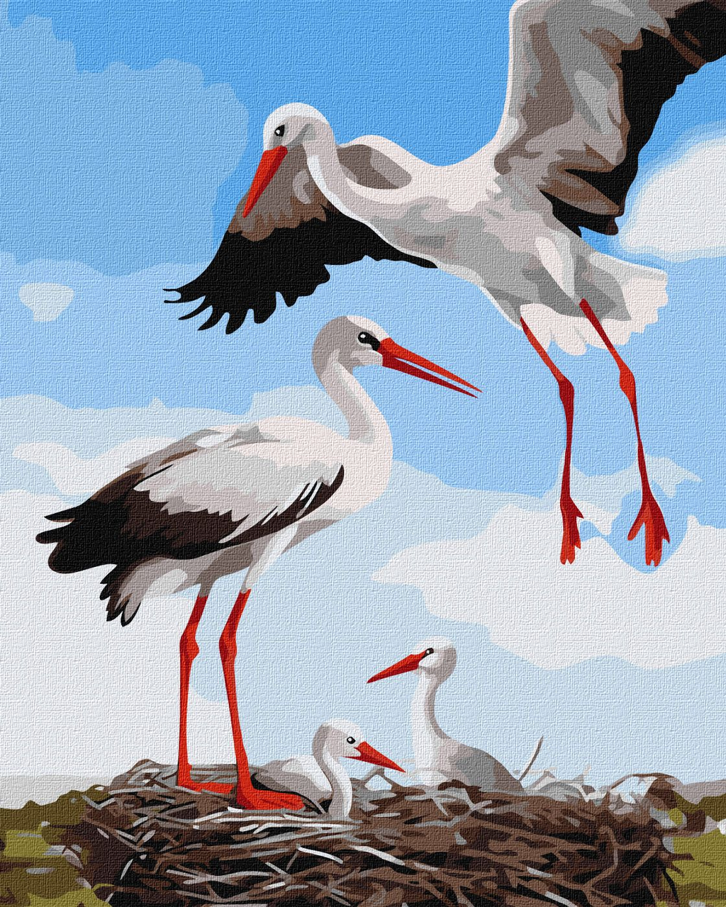 Набір для розпису по номерах "Сім'я лелек" 40x50см, фото 1