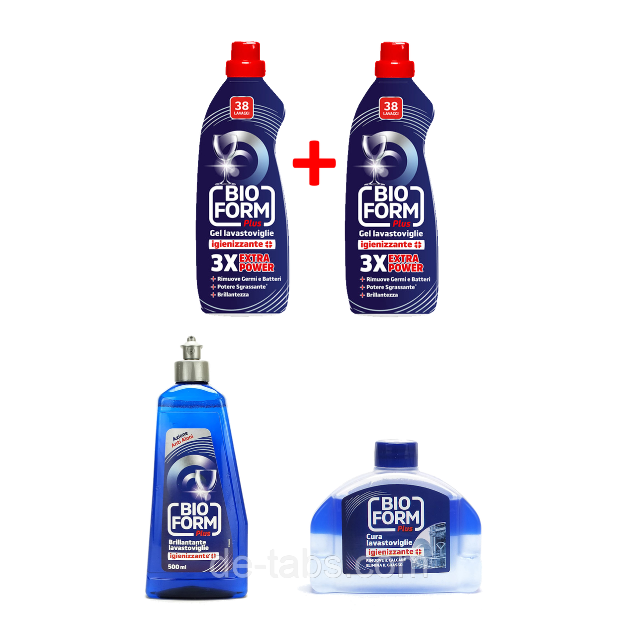 Комплект «Миття + догляд»: гель, ополіскувач та очисник для посудомийних машин