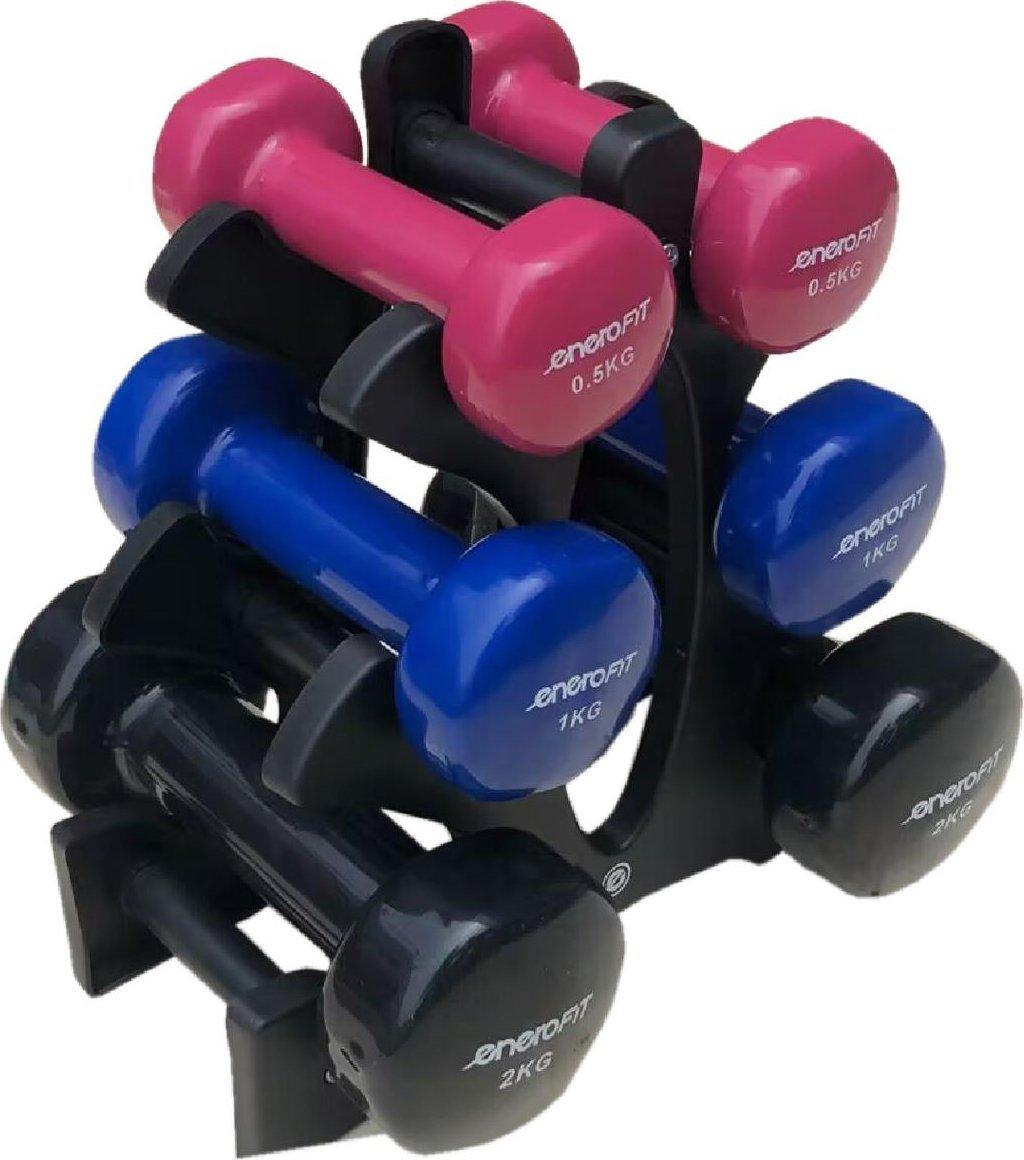 Гантелі вінілові ENERO FIT VDB зі стійкою, 7 кг, фото 1