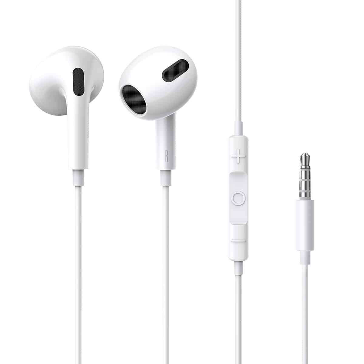 Навушники Baseus Encok 3.5mm lateral in-ear Wired Earphone H17 White, 14 мм динамики, мікрофон, 1.1 м кабель, фото 1