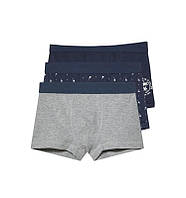 Дитячі труси боксери для хлопця Pepperts сіро-синій з пальмами комплект з 3 штук розмір 134-140