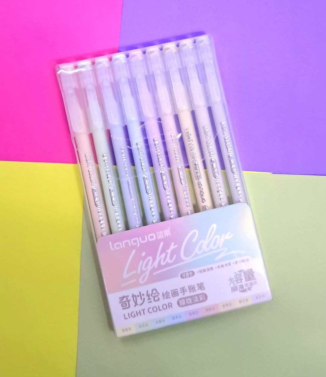 Набір гелієвих ручок світлі 9 шт Languo, фото 1