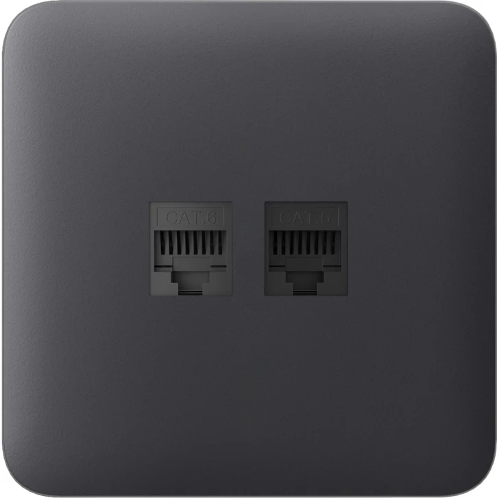 Передня панель для вбудованої інтернет-розетки Ajax SoloCover (LAN) Graphite, фото 1