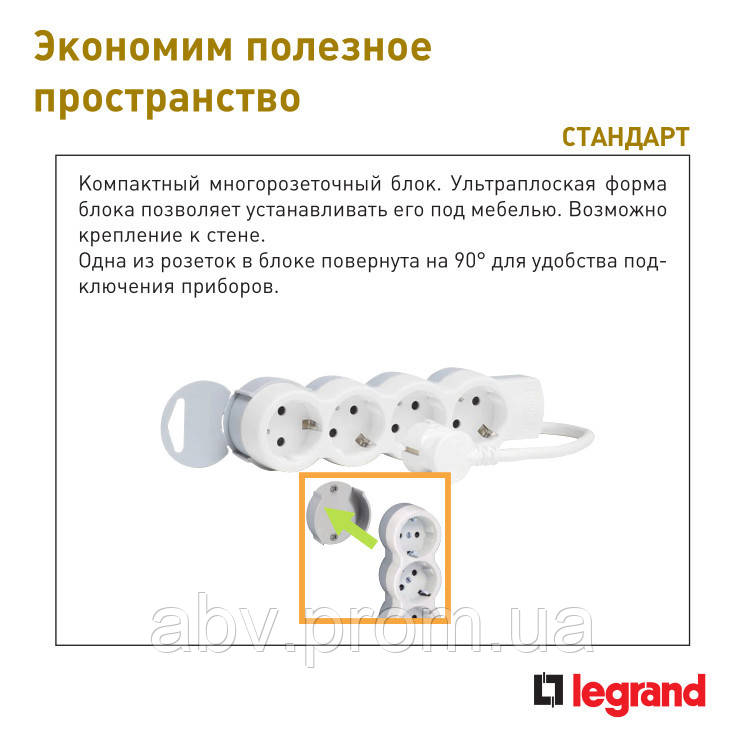 Розеточный блок Legrand Стандарт 4 розетки с заземлением и защитными шторками 6 950 09 - фото 6 - id-p494394819