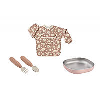 Набір посуду Beaba Savannah Bloom металевий подарунковий 4+ рожевий, арт. 913638