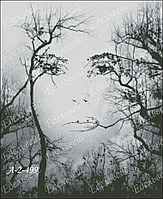 Схема вишивки бісером на атласі Дівчина дерево повна зашивка