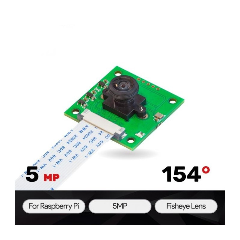 Модуль камери ArduCAM 5MP OV5647 Fisheye для Raspberry Pi, 210 ° кут огляду, 2592x1944, відеозапис 1080p, ручне фокусування