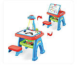 Дитячий стіл мольберт 3в1 з проєктором для малювання 22088-30A, ОБЗОР Універсальний Ігровий столик зі стільцем, фото 2