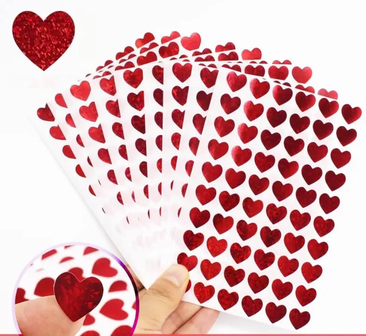 Набір наліпок у формі сердець, червоні блискучі, 10 х 14,5 см, фото 1