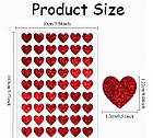 Набір наліпок у формі сердець, червоні блискучі, 10 х 14,5 см, фото 2