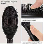 Щітка розчіска для перук шиньонів і накладного волосся 22 см чорного кольору, фото 3