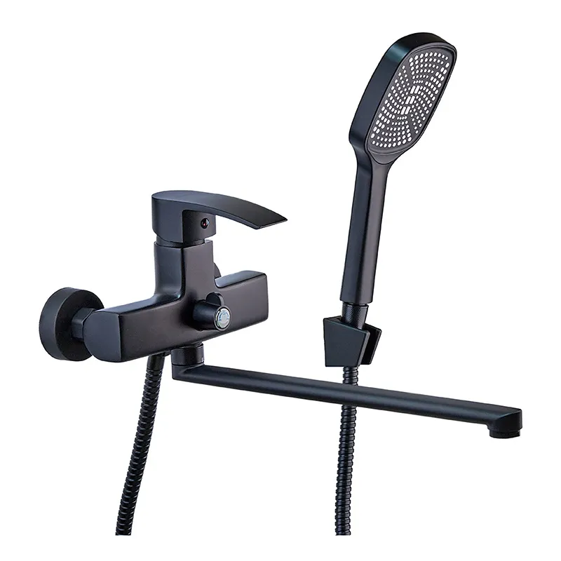 Змішувач для ванної Mixxus Magnum 006 Black з довгим виливом 150 см (MI6197)