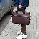 Сумка портфель ділова Capitalist Brown коричнева з фактурної екошкіри для ноутбука 15.6 та документів А4, фото 4