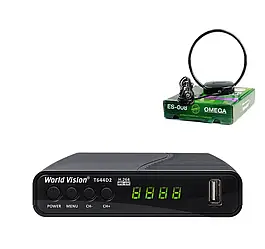 Комплект Т2 Тюнер World Vision T644D2 та антена кімнатна Eurosky ES-008 Omega