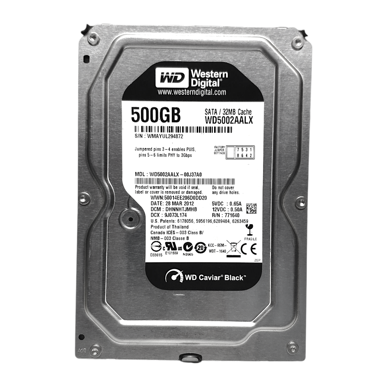 Жорсткий диск HDD 500GB 7200rpm 32MB SATA III 3.5 WD Caviar Black WD5002AALX, фото 1
