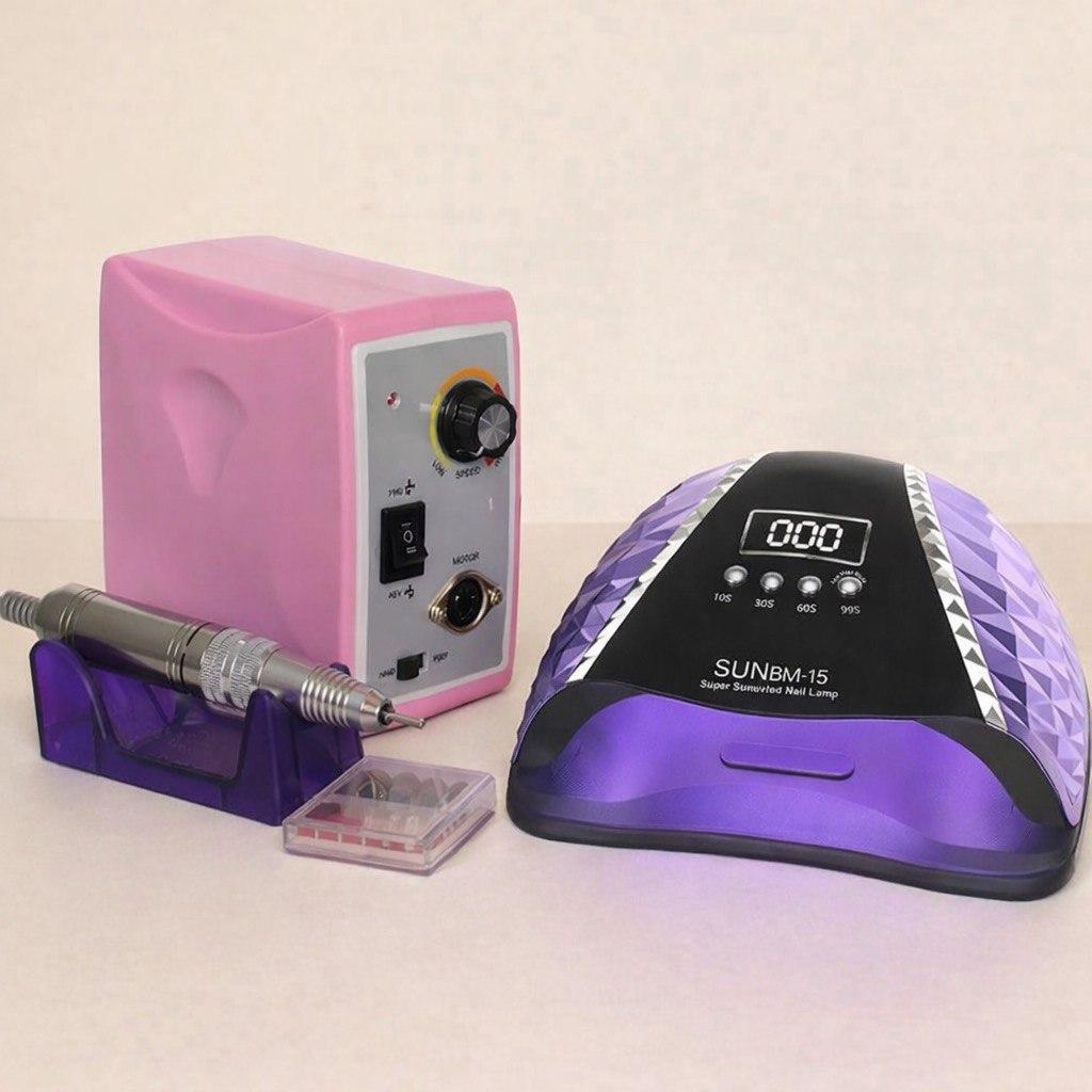 Набір для манікюру: Лампа для сушки нігтів UV+LED Sun BM-15 на 180 Вт та фрезер для манікюру ZS-701 потужністю  65 Вт.