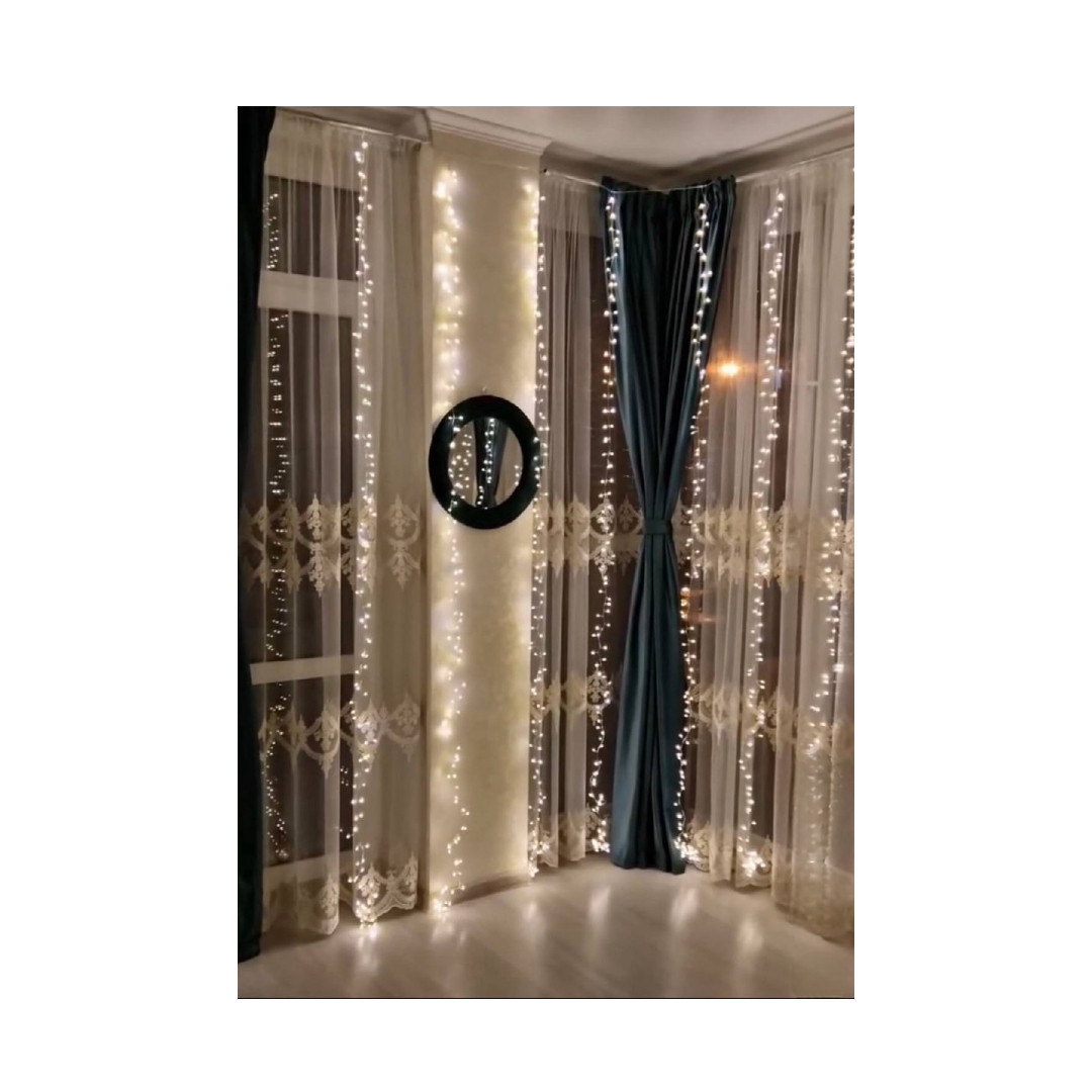 35 Гірлянда Штора Ведмедик 700L 3*2M 10 ліній *70 лампочок пульт, IP44 мережа, теплий білий, фото 1