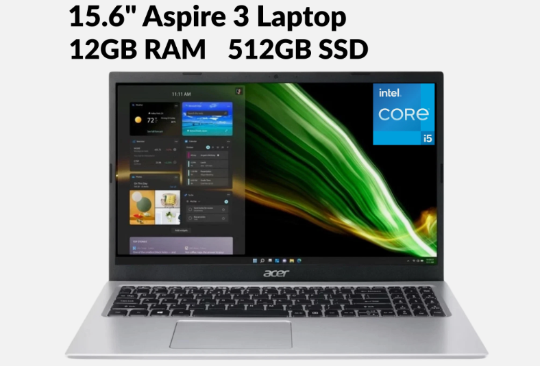Acer Aspire 3 15.6" Intel i5-1135G7 12GB RAM 512GB SSD 2.4GHz W11H (A315-58-56K7), фото 1