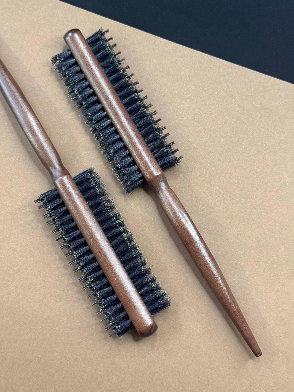 Гребінець для начосу двосторонній, дерев'яна ручка, натуральний ворс