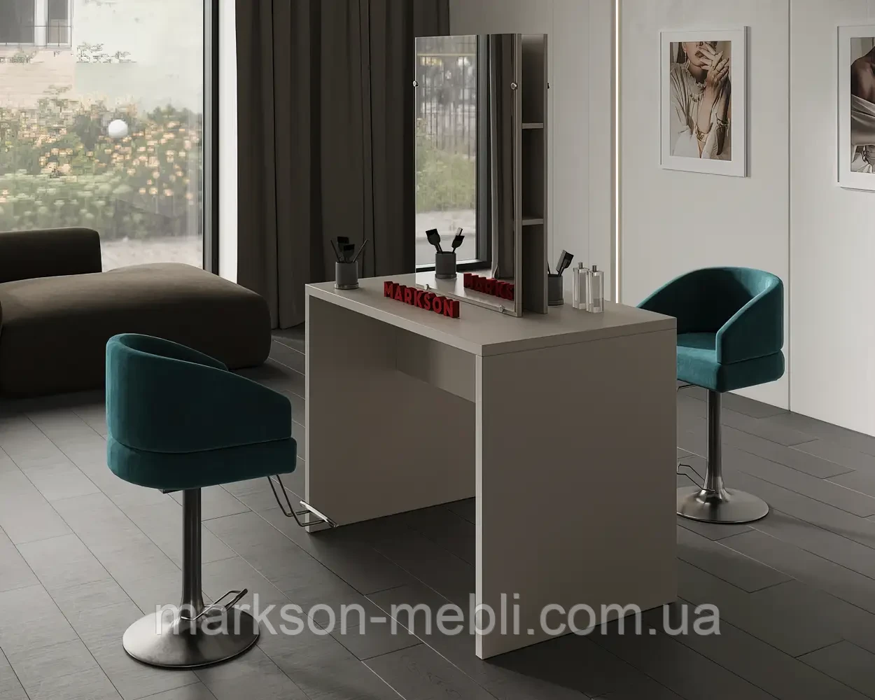 Двостороннє робоче місце перукаря Markson М417 двохстороннє на два майстри, фото 1