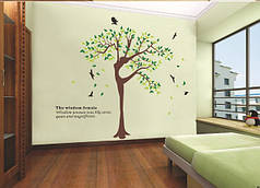 Наклейка на стіну, вінілові наклейки в офіс, салон краси "дерево-дівчина" 1м80см*2м30см (2листа 90*60см)
