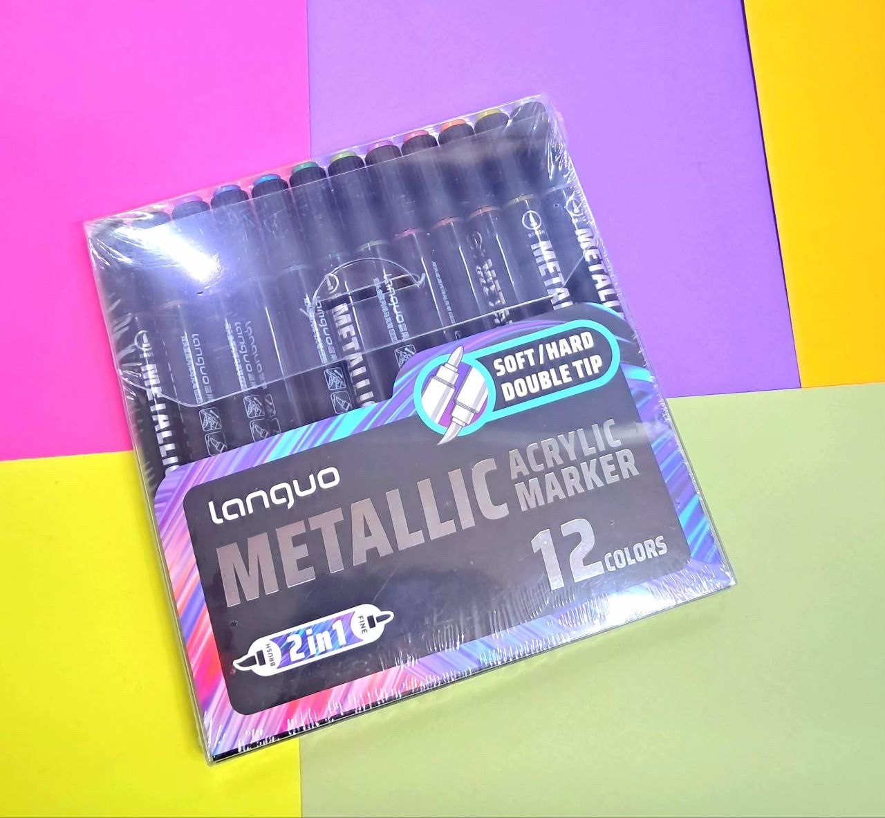 Набір акрилових маркерів 12 шт. Languo Металік, фото 1