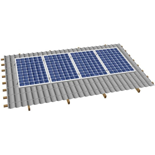 Система кріплення сонячних батарей на похилий дах для 4 модулів