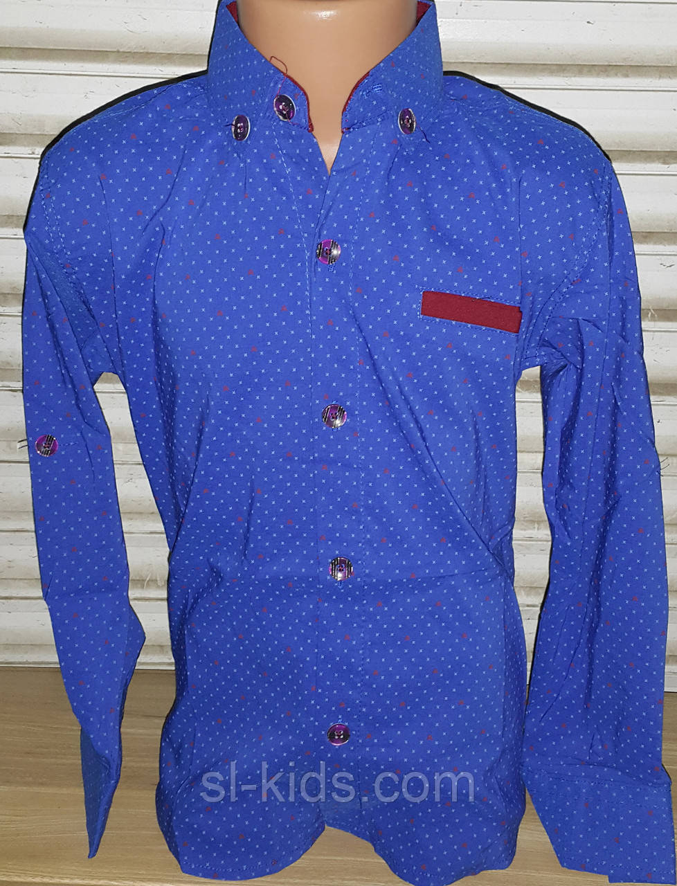Стильна стрейчева сорочка для хлопчика 6-14 років (опт) (яскраво синя 001) (пр. Туреччина)