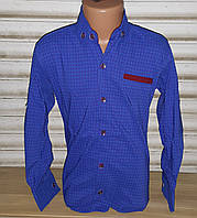 Стильна стрейчева сорочка для хлопчика 6-14 років (яскраво синя 02) (пр. Туреччина)