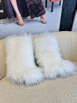 Високі сапожки з хутра лами