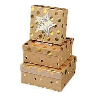 Коробки подарункові набір 3шт вкладені 1в1  розмір найбільшої 20х20х95см тиснення фольгою BM23