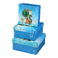 Коробки подарункові набір 3шт вкладені 1в1  розмір найбільшої 20х20х95см з глітером BM233322