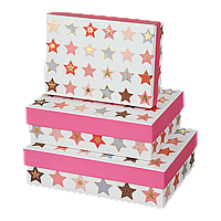 Коробки подарункові набір 3шт вкладені 1в1  розмір найбільшої 20х20х95см тиснення фольгою BM23