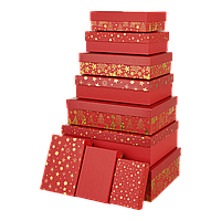 Коробки подарункові набір 10шт вкладені 1в1  розмір найбільшої 37х27х11см тиснення фольгою BM23