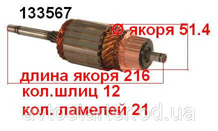 Якір (ротор) для стартера Magneti MarelliAUTOBIANCHI FIAT Cinquecento Fiorino Panda Seicento Uno LANCIA SEAT