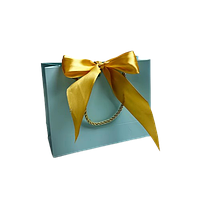 Подарунковий пакет горизонтальний з бантом блакитного кольору M (32х11х25см) 1 шт.