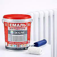 Акрилова емаль для радіаторів і труб опалення SkyLine, глянцева, термостійка, без запаху, біла, 10 л