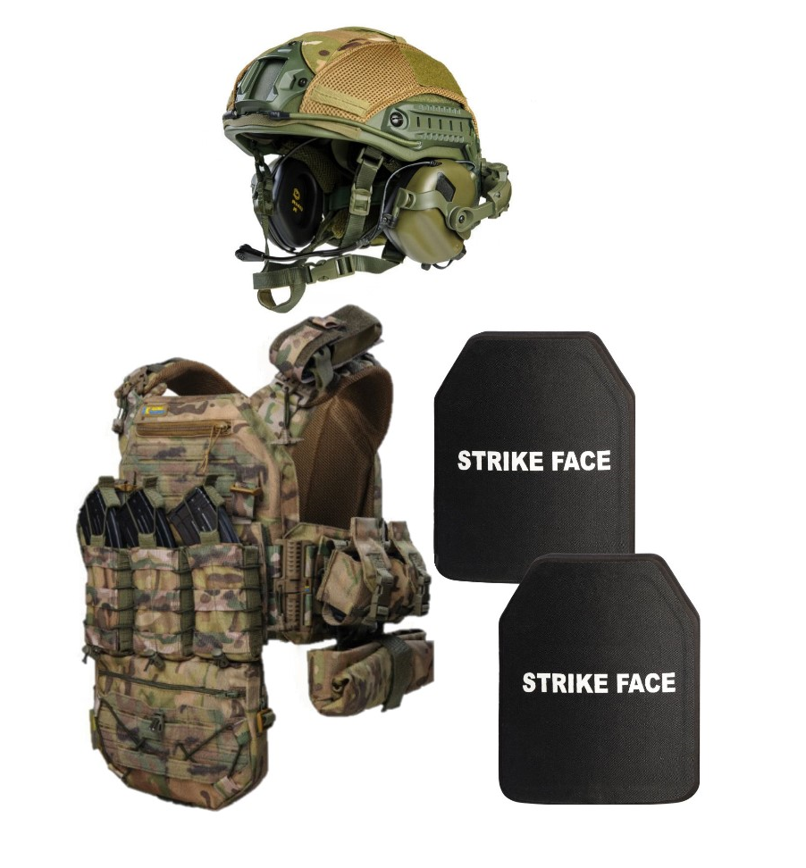 Бронежилет мультикам 6 класу захисту з шоломом Fast та з навушниками, фото 1