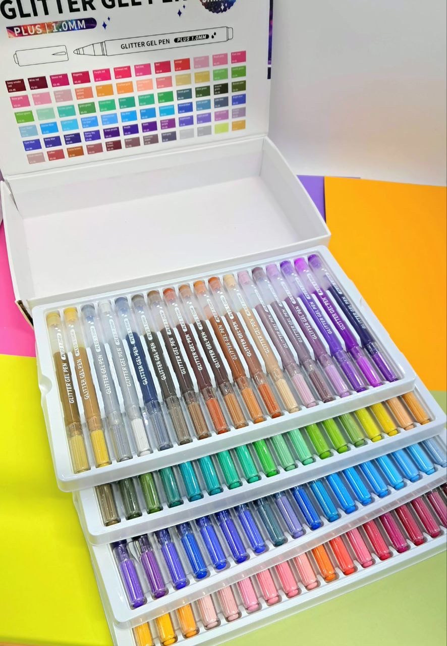 Художні глітерні ручки блискучі 72 шт. у коробці, фото 1