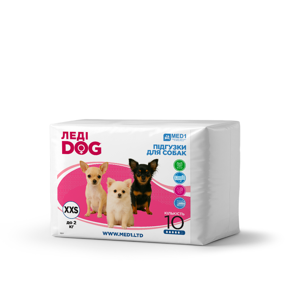 Підгузки для собак Леді Дог, розмір XXS (10 шт. в пакованні) MED1-LD-XXS, фото 1