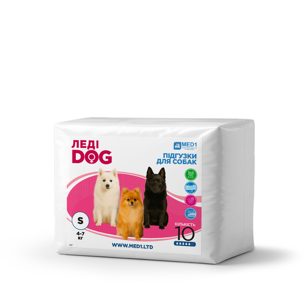 Підгузки для собак Леді Дог, розмір S (10 шт. у пакованні) MED1-LD-S, фото 1