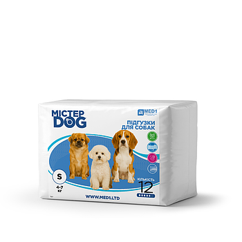 Підгузки для собак Містер Дог, розмір S (12 шт. у пакованні) MED1-MD-S