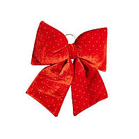 Оксамитовий бант для декору зі стразами на ялинку 35×45 (см) Червоний CR-2-7