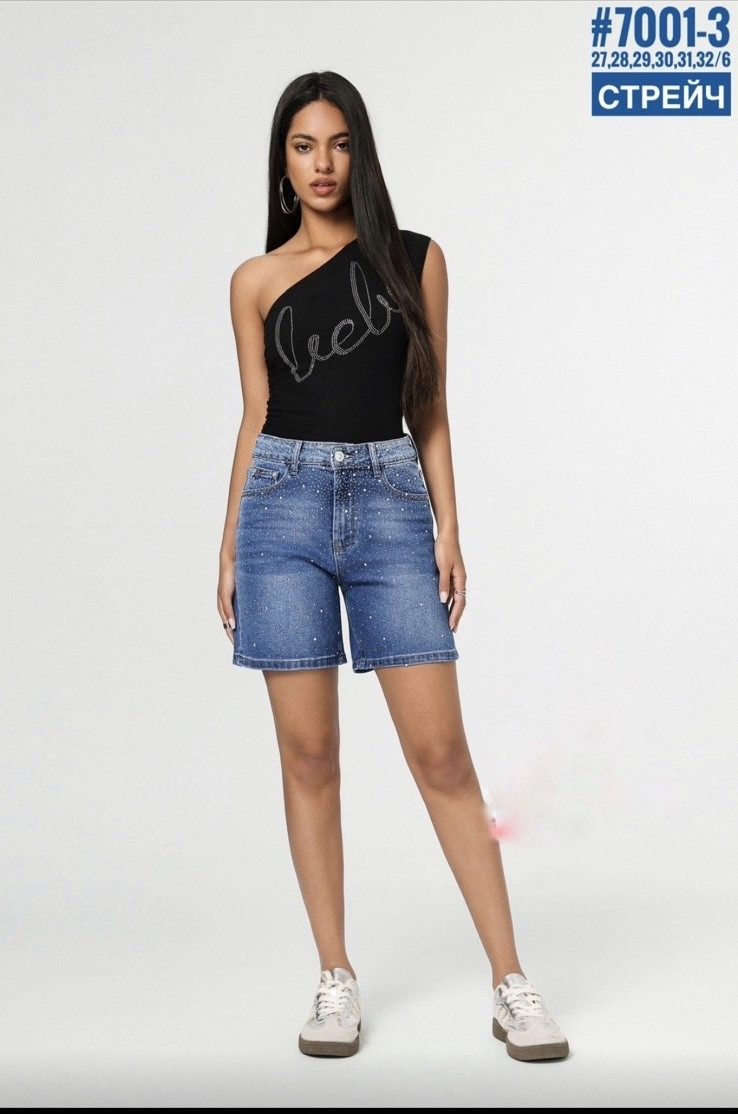 Жіночі джинсові шорти зі стразами"JELEEY" Art: 7001, фото 1