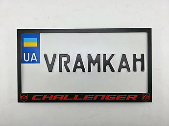 Номерна рамка для авто DODGE Challenger black/red, рамка під американський номер