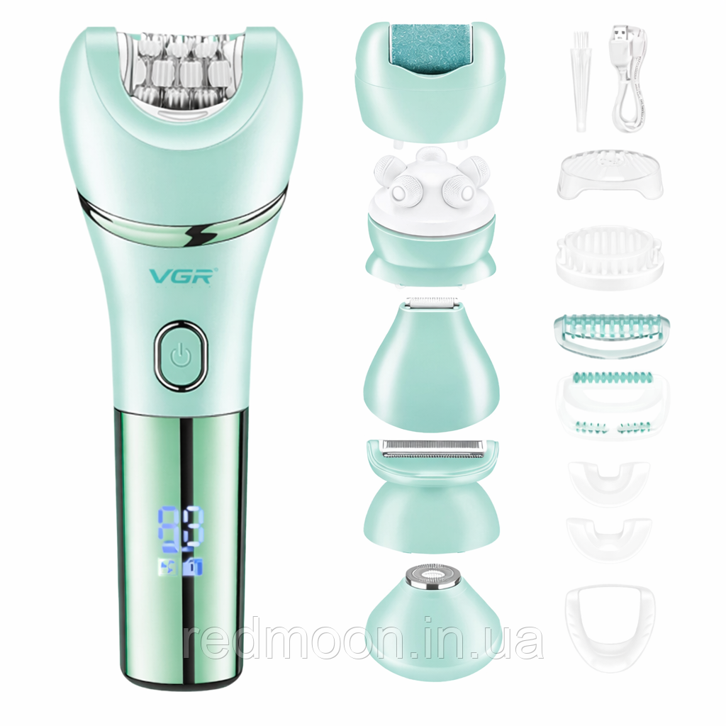 Жіночий епілятор 7в1 VGR V-756 / Електробритва / Бездротовий епілятор / Епілятор для обличчя та тіла, фото 1