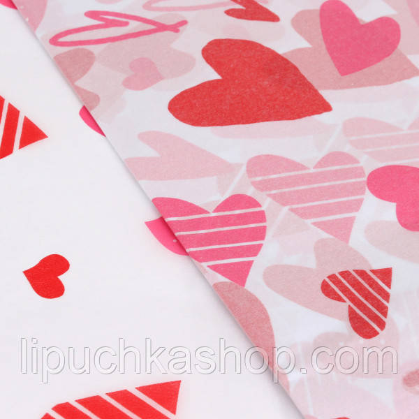 Папір тішью з малюном 70х50 см серденька великі 2 листа, фото 1