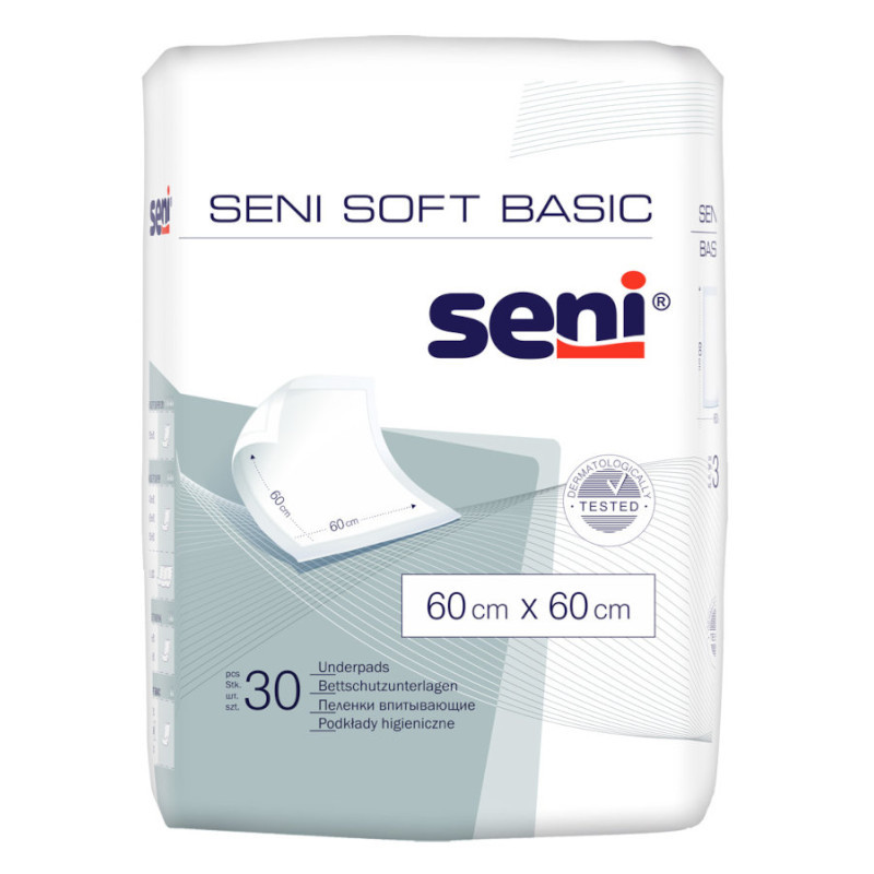 Пелюшки вбираючі Seni Soft Basic (60х60 см) 30 шт. Економ упаковка для дорослих та догляду, фото 1